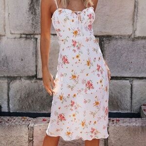 Princess Polly Floral White and Pink Midi Dress